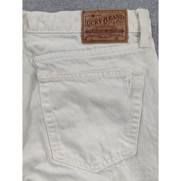Lucky Brand Jeans Womens Size 12 White Distressed Raw Hem Sienna Silm Boyfriend - Picture 13 of 16